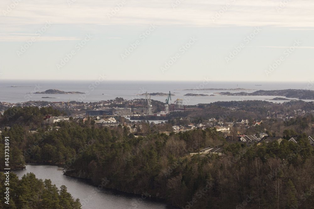 View over the city of Kristiansand in the southern part of Norway.
