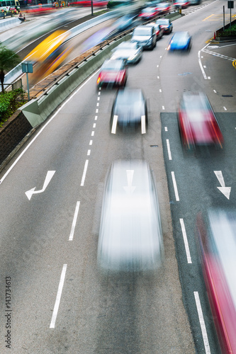 city traffic in motion blur