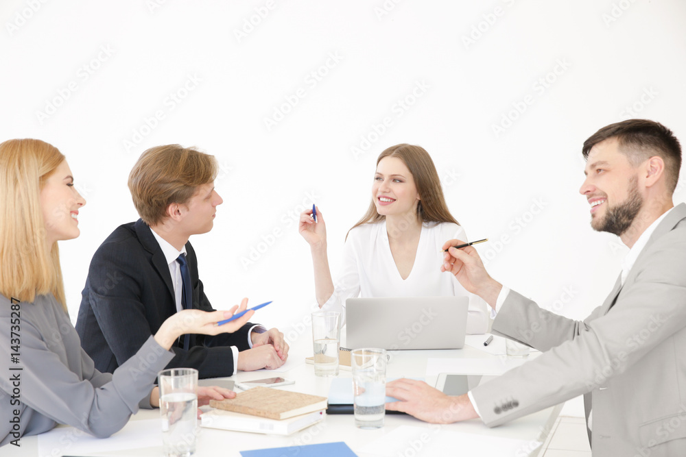 Fototapeta premium Business trainer giving presentation to group of people