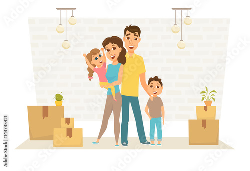 Family in new home