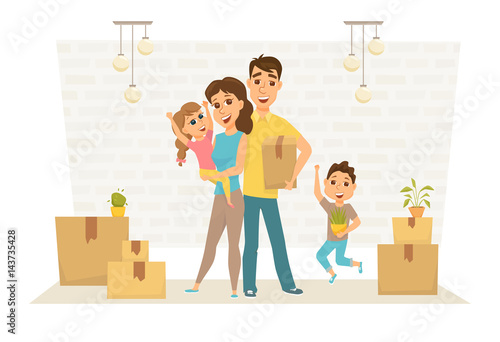 Family in new home