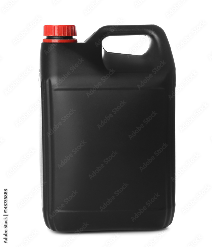 Black plastic jerrycan on white background Black plastic jerrycan on white background