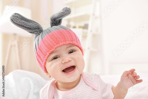 Cute little baby at home