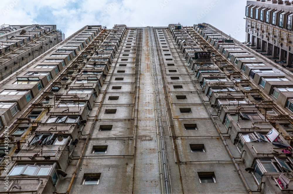 facade of an apartment building in Hong Kong facade of an apartment building in Hong Kong