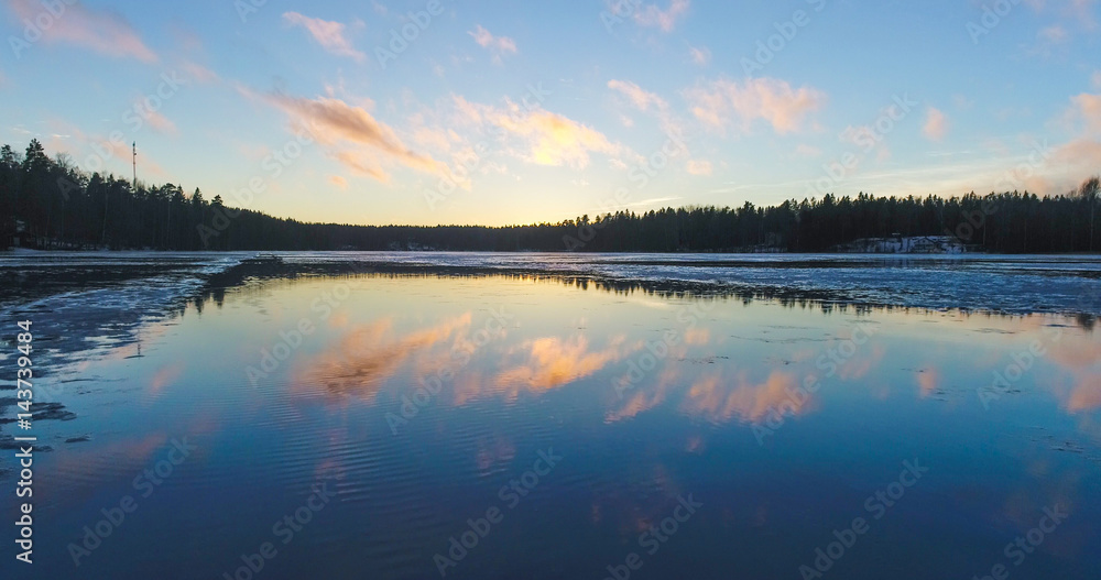 Fototapeta premium Sunset mirror lake
