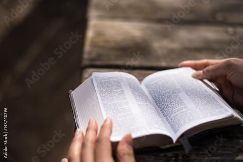 Reading the Word of God the Bible the Holy Book 