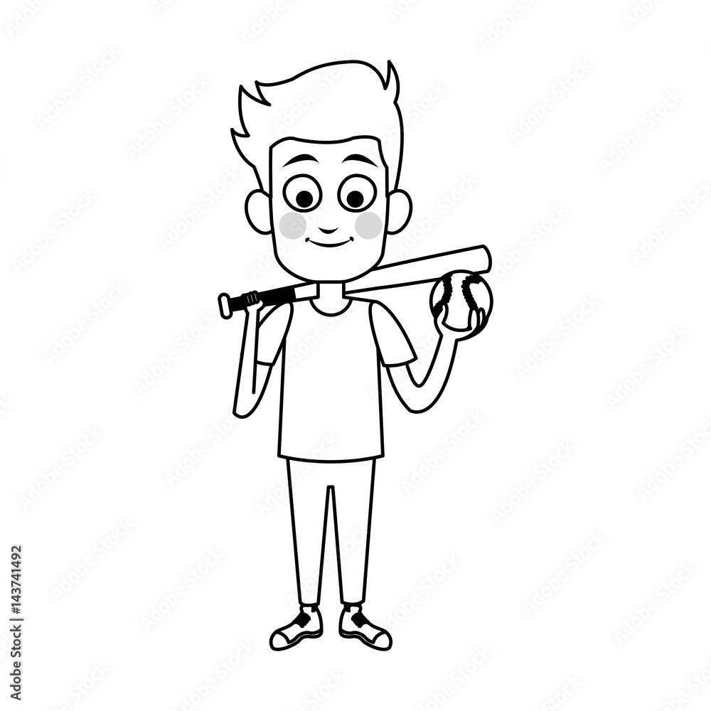 boy with baseball bat and ball, cartoon icon over white background. colorful design. vector illustration boy with baseball bat and ball, cartoon icon over white background. colorful design. vector illustration