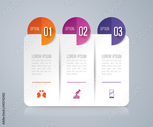 Infographics design vector and business icons with 3 options.