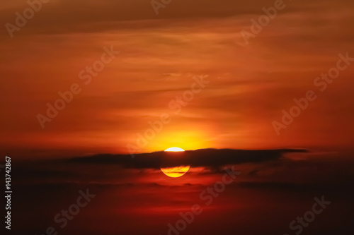 Sun on sunset sky © songphon