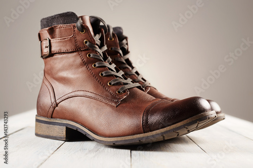 fashion men's boots.brown shoes still life