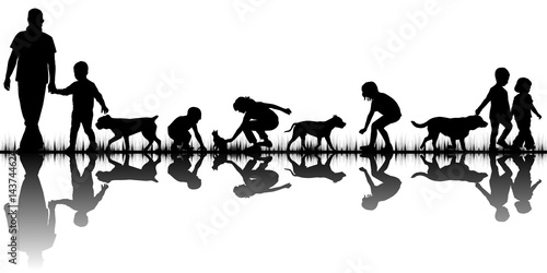 I love animals concept with silhouettes of people and animals