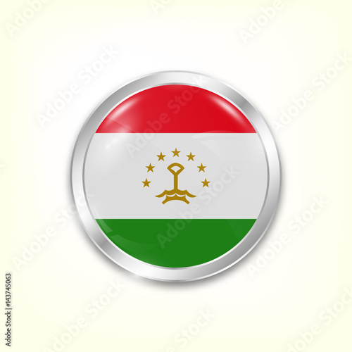 Round button national flag of Tajikistan with the reflection of light and shadow. Icon country. Realistic vector illustration. Free Download Round button national flag of Tajikistan with the reflection of light and shadow. Icon country. Realistic vector illustration. - GFXLoad