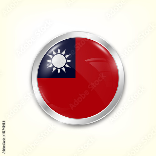 Free Download Round button national flag of Taiwan with the reflection of light and shadow. Icon country. Realistic vector illustration. - GFXLoad