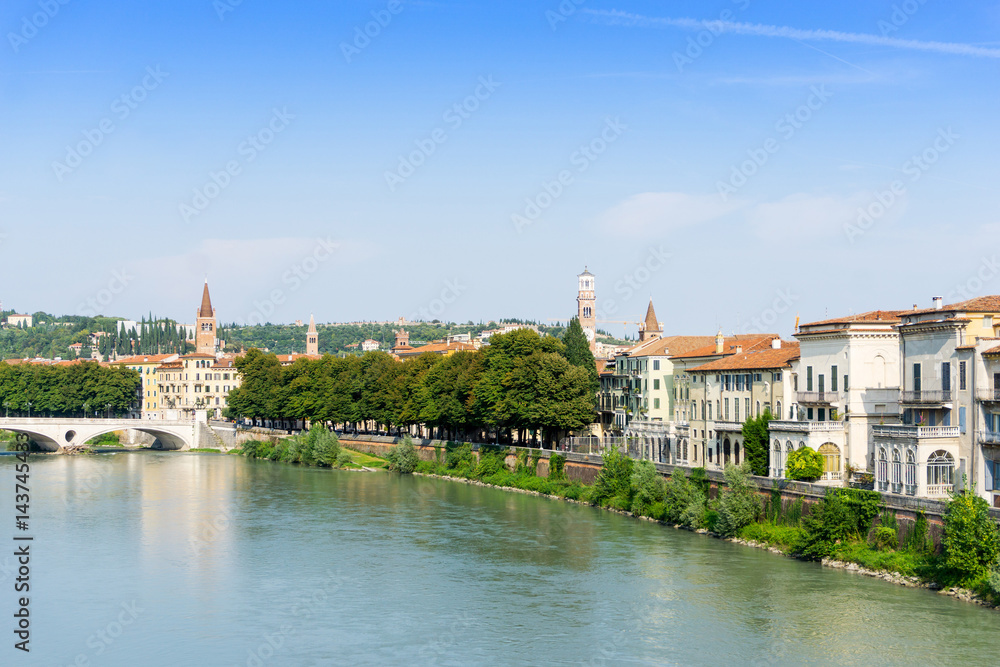 Beautiful street view of  Verona center which is a world heritage site