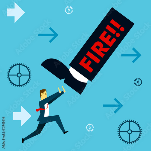 Standing survive. Businessman working withstand the threat of dismissal. Concept business vector illustration.