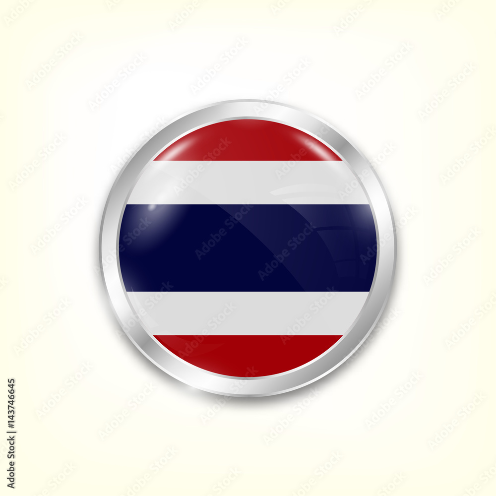 Round button national flag of Thailand with the reflection of light and shadow. Icon country. Realistic vector illustration. Round button national flag of Thailand with the reflection of light and shadow. Icon country. Realistic vector illustration.
