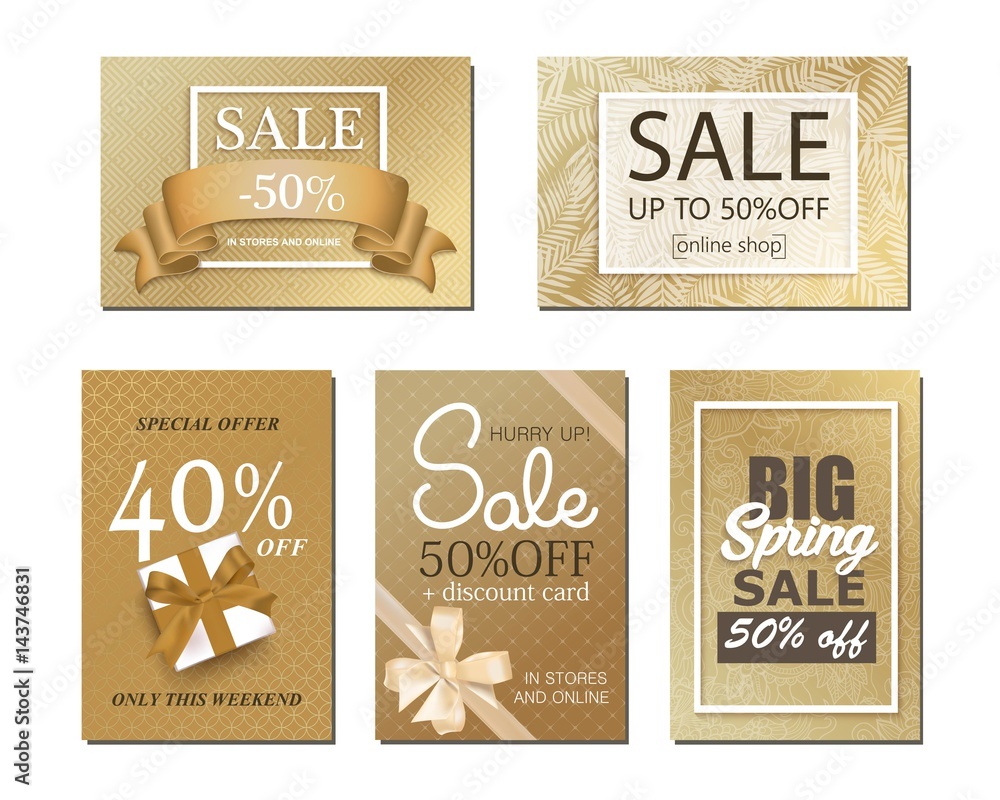 Sale banner with golden background.
