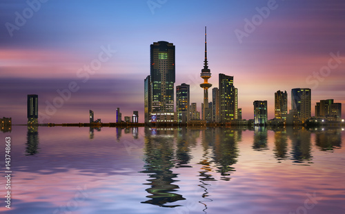 Kuwait city skyline during sunset