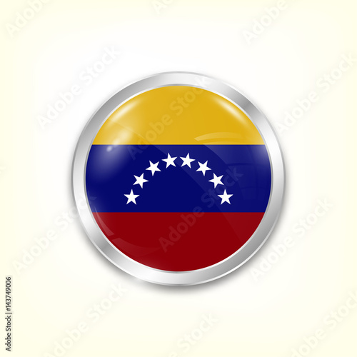 Round button national flag of Venezuela with the reflection of light and shadow. Icon country. Realistic vector illustration. Free Download Round button national flag of Venezuela with the reflection of light and shadow. Icon country. Realistic vector illustration. - GFXLoad