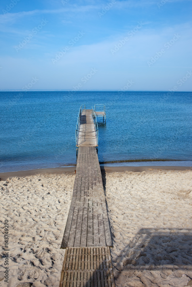 Beach with Pier at Baltic Sea in Hel, Poland