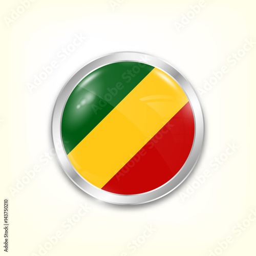 Round button national flag of Congo with the reflection of light and shadow. Icon country. Realistic vector illustration. Free Download Round button national flag of Congo with the reflection of light and shadow. Icon country. Realistic vector illustration. - GFXLoad