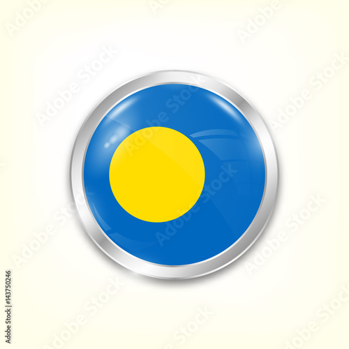 Free Download Round button national flag of Palau with the reflection of light and shadow. Icon country. Realistic vector illustration. - GFXLoad