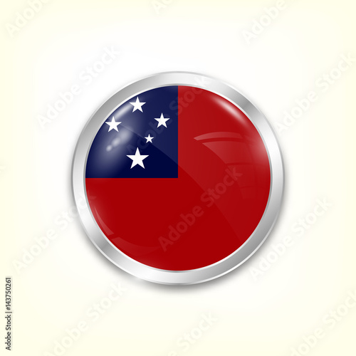 Free Download Round button national flag of Samoa with the reflection of light and shadow. Icon country. Realistic vector illustration. - GFXLoad