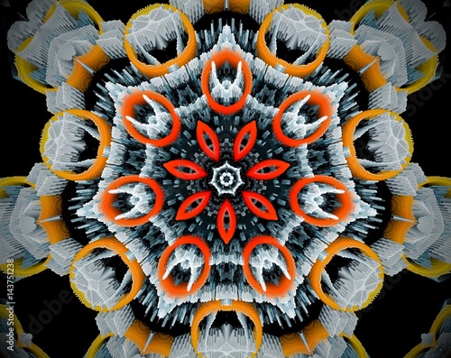 Abstract extruded mandala 3D illustration