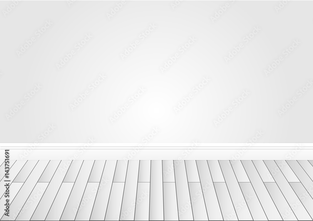 Gray wall and wood floor background. Vector