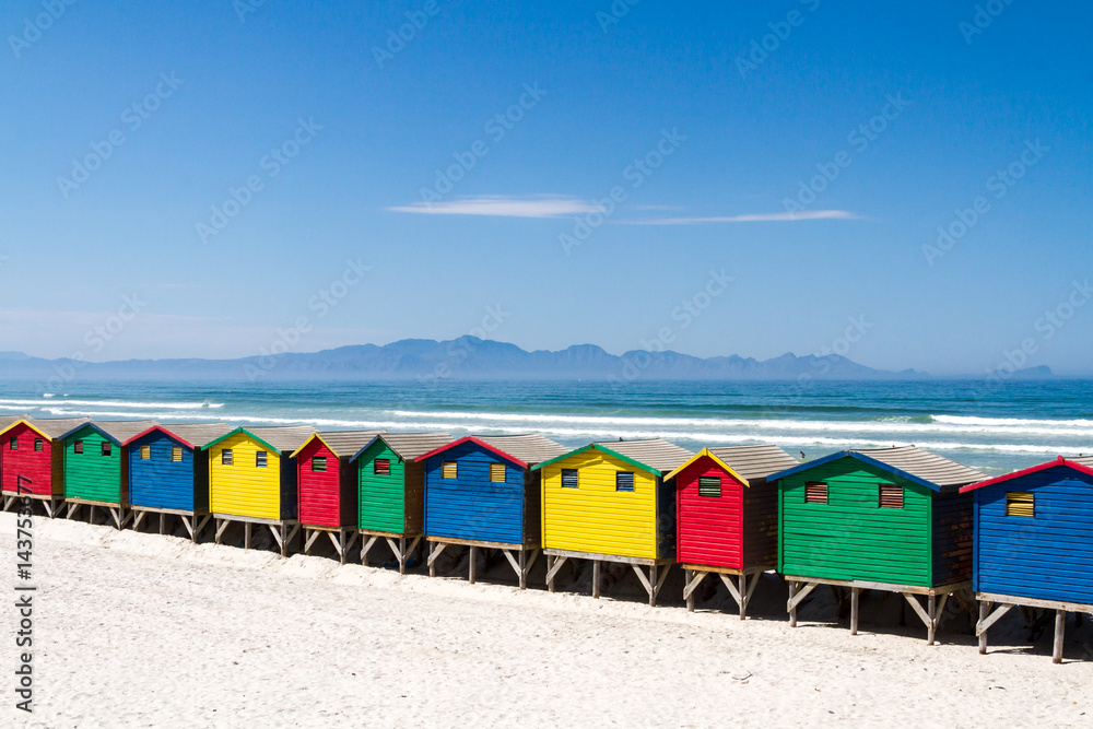 Naklejka premium Beach Huts at Muizenberg Beach