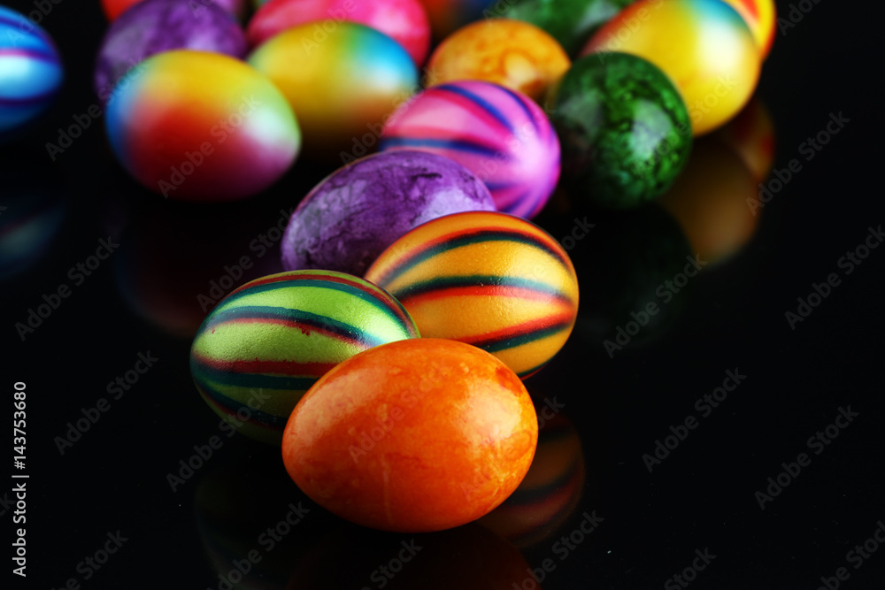 Easter eggs on table very colorful Easter eggs on table very colorful