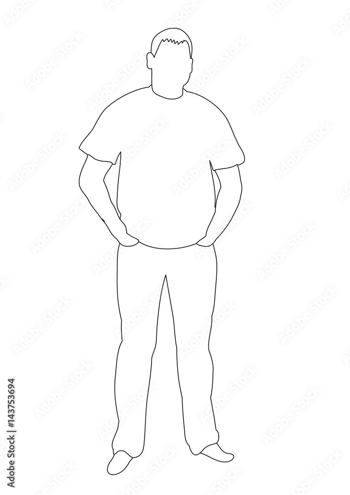 Vector illustration, outlines man, sketch Vector illustration, outlines man, sketch