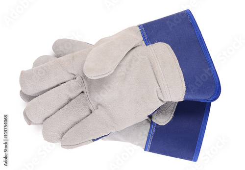 Working mens gloves on white background