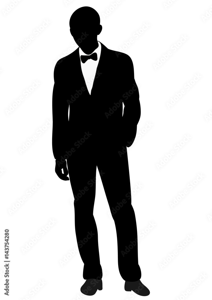 Vector black and white silhouette of a man