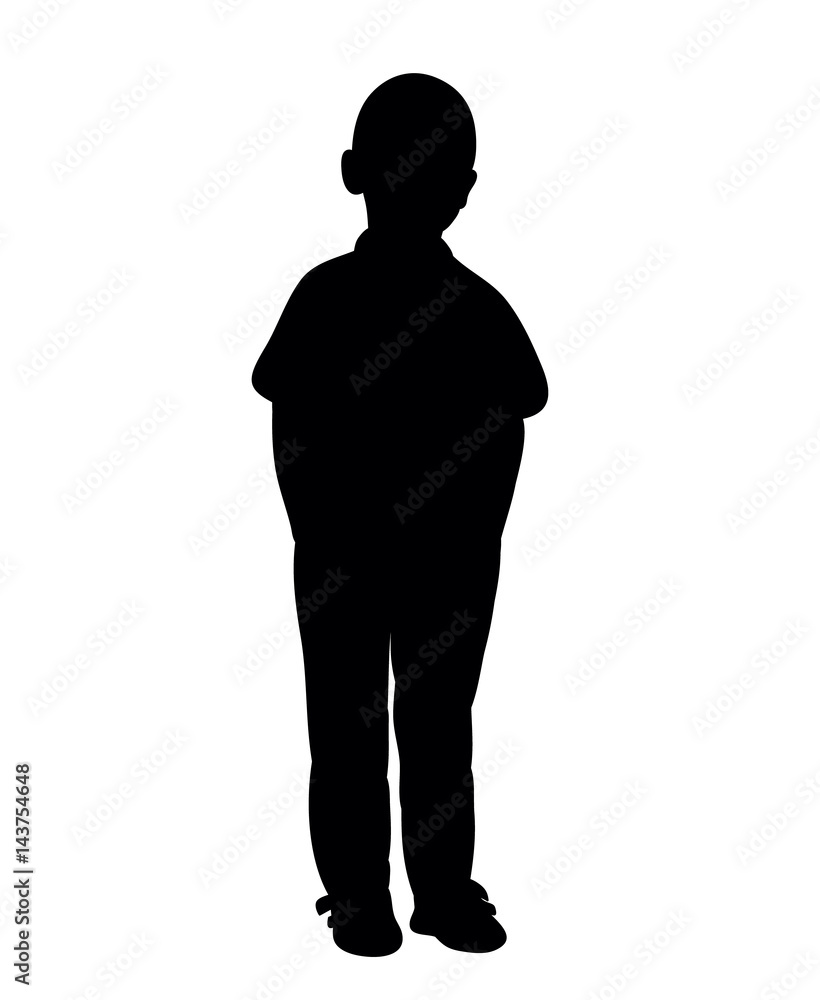 Black silhouette boy childhood vector illustration