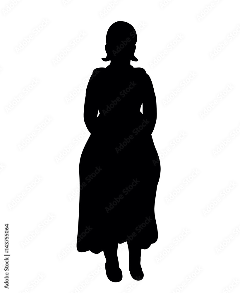 Black silhouette of a child in a dress vector illustration