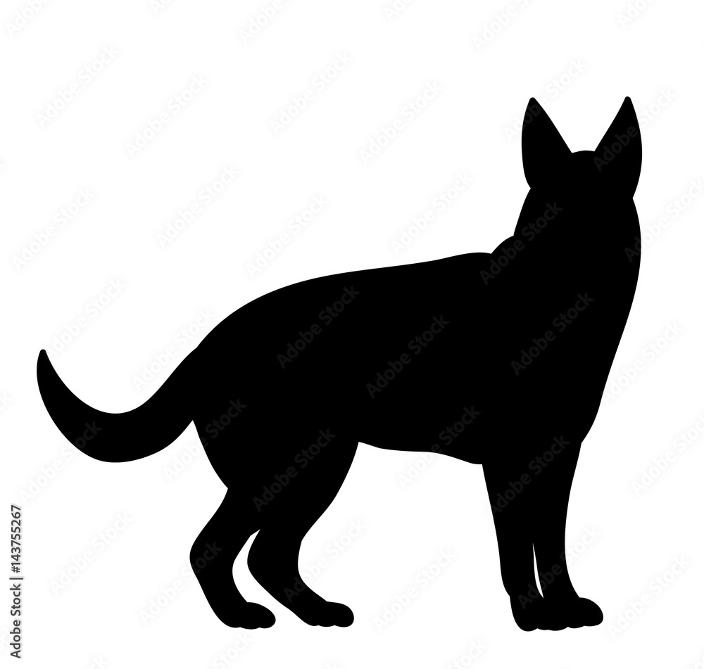 Illustration, vector, silhouette dog standing Illustration, vector, silhouette dog standing