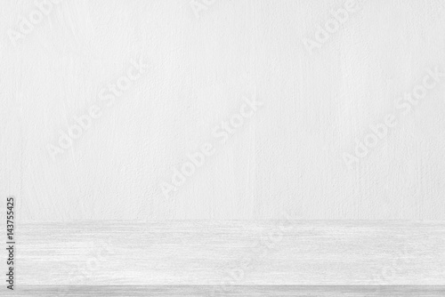 Valokuva Empty stone table top on white concrete background, Use as product display montage