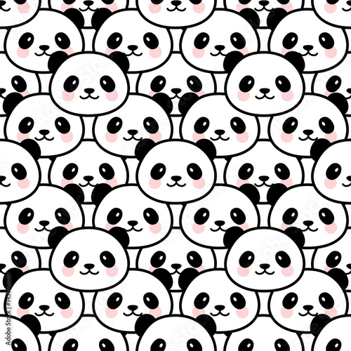 Fototapeta Naklejka Na Ścianę i Meble -  Panda Seamless Pattern