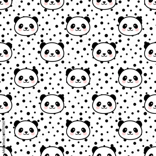 Fototapeta Naklejka Na Ścianę i Meble -  Panda Seamless Pattern