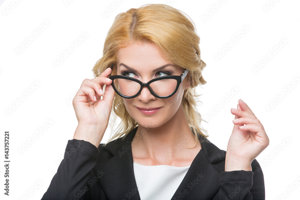 Beautiful business lady in glasses