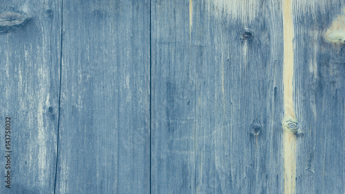 Obraz na płótnie Old blue wooden wall, detailed background photo texture. Wood plank fence close up. Retro color style. w salonie