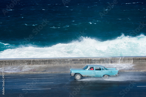 old car   at  Malecon , Havana 