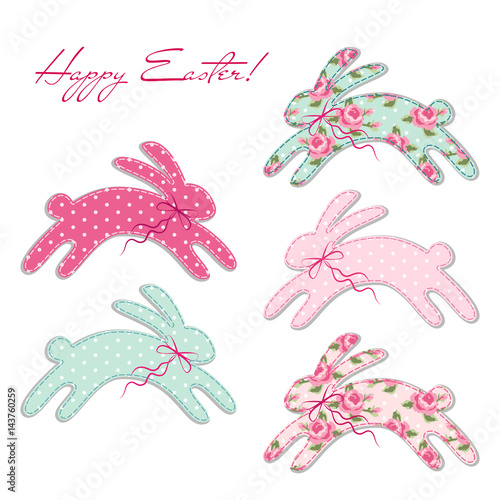 Cute vintage Easter card in shabby chic style with bunny