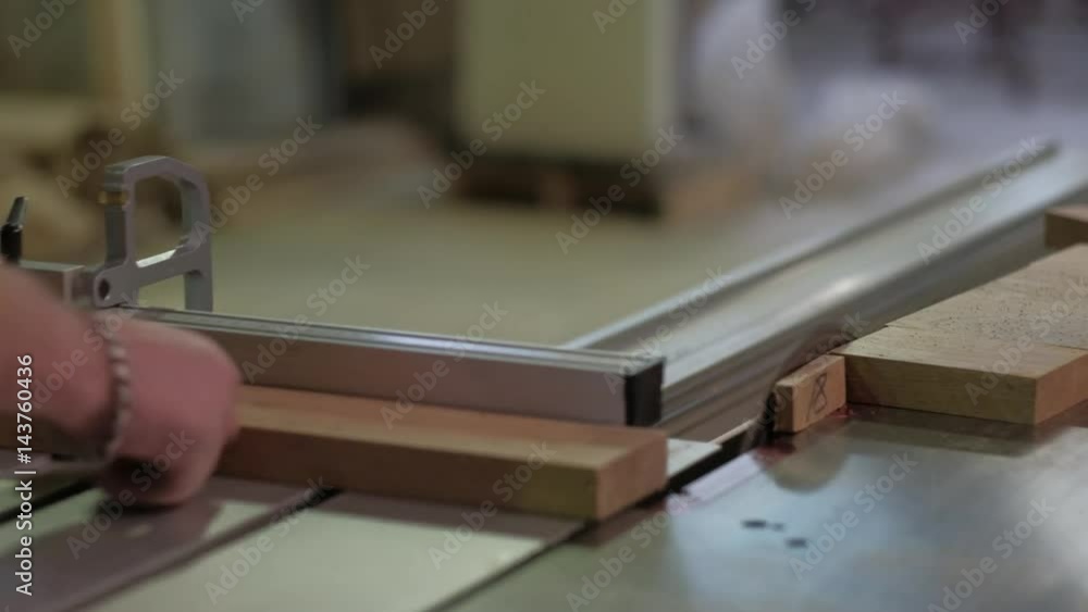 Closeup - in Workshop Male Works on Circular Machine Closeup - in Workshop Male Works on Circular Machine