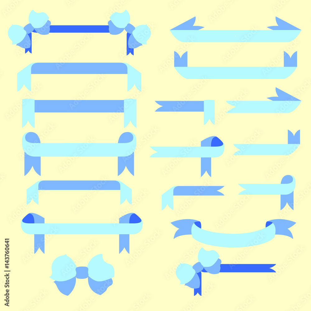 Set of blue ribbons for decoration, vector Set of blue ribbons for decoration, vector