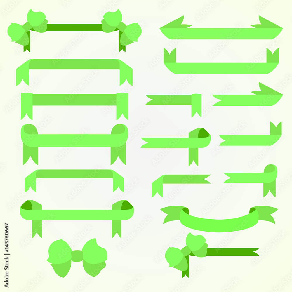 Set of green ribbons, for decoration, vector Set of green ribbons, for decoration, vector