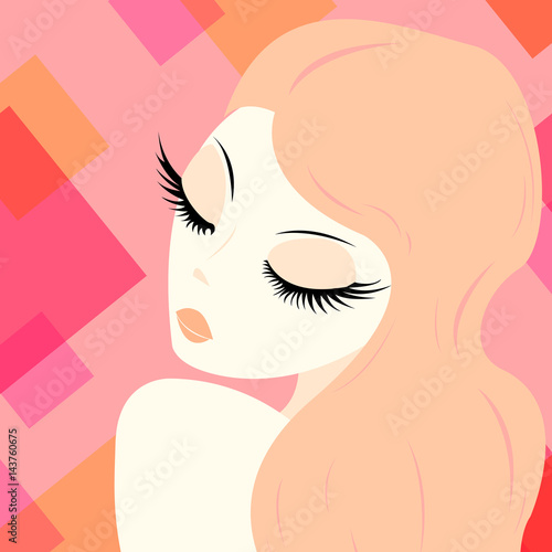 Face of a girl with natural beauty, vector.