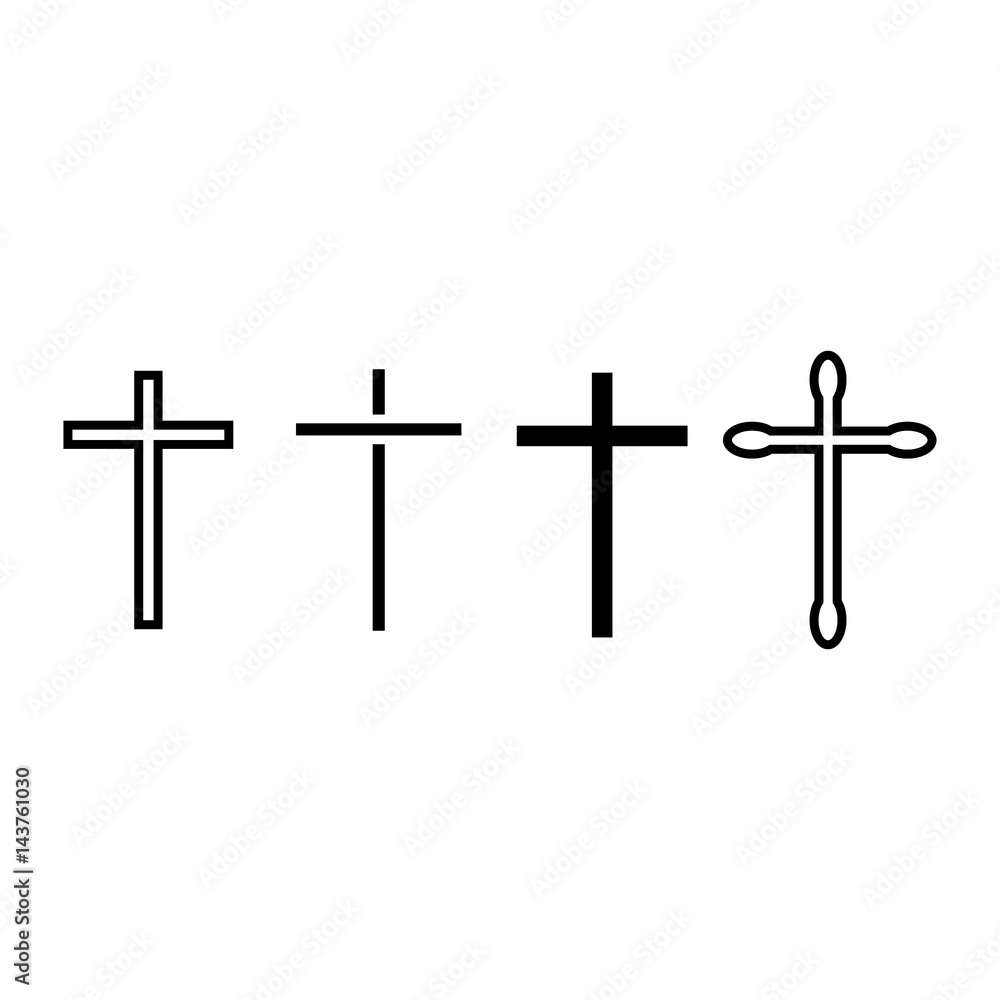 Ornate christian cross art vector illustration set Ornate christian cross art vector illustration set