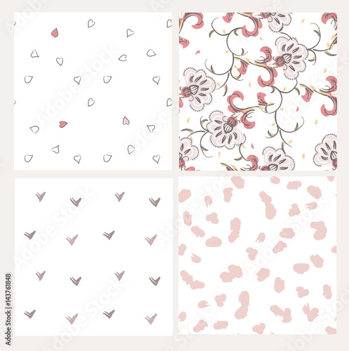 Pretty rose seamless pattern - hand drawn doodle